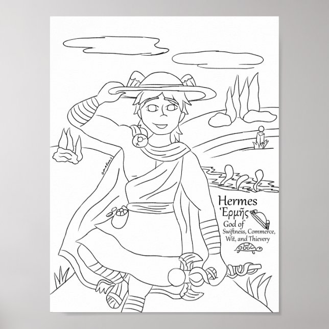 Skriv ut Hermes Coloring Page Poster (Framsidan)