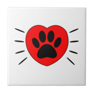Skriv ut hund älskare Heart och Paw Kakelplatta