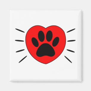 Skriv ut hund älskare Heart och Paw Magnet