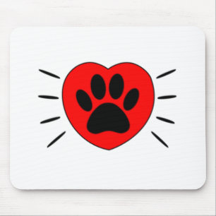Skriv ut hund älskare Heart och Paw Musmatta