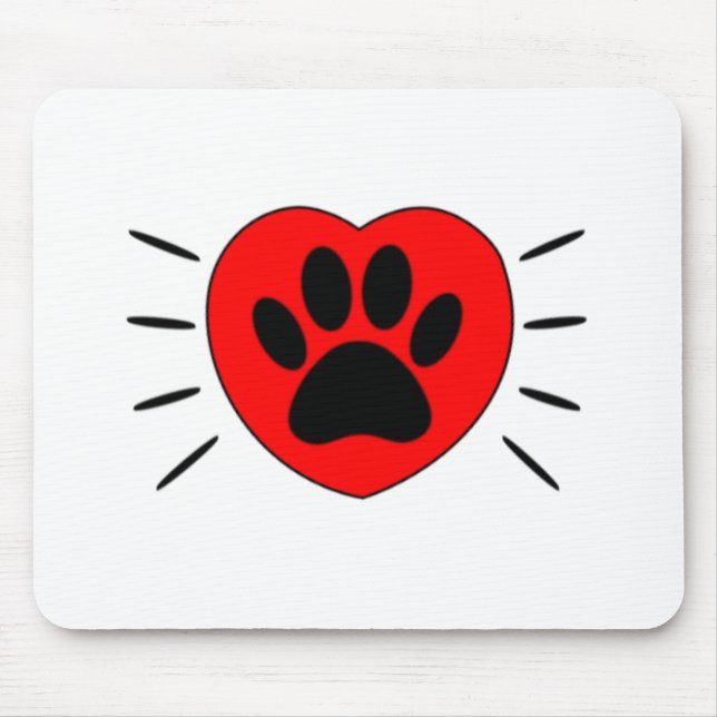 Skriv ut hund älskare Heart och Paw Musmatta (Framsidan)