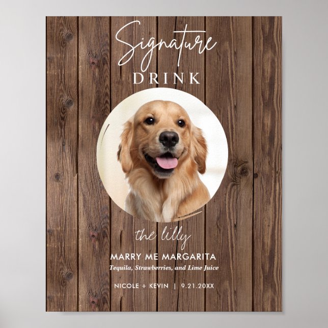 Skriv ut Hund Bröllop Namnteckning Drinks Pub-teck Poster (Framsidan)