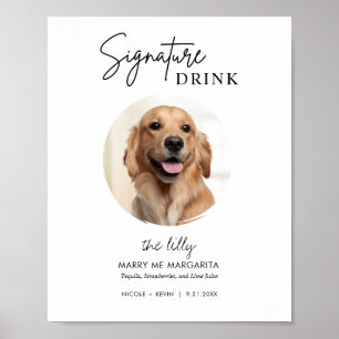Skriv ut Hund Bröllop Namnteckning Drinks-tecken Poster