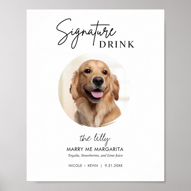 Skriv ut Hund Bröllop Namnteckning Drinks-tecken Poster (Framsidan)
