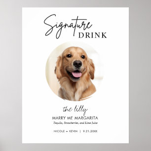 Skriv ut Hund Bröllop Namnteckning Drinks-tecken Poster