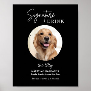 Skriv ut Hund Bröllop Namnteckning Drinks-tecken Poster