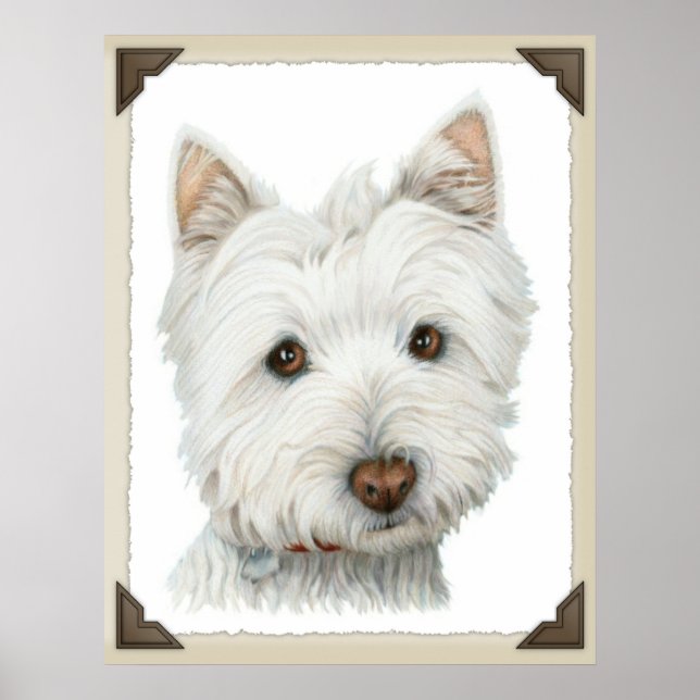 Skriv ut Hund Cute Westie Poster (Framsidan)