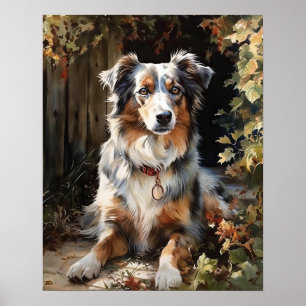 Skriv ut Hund i Cute Australian shepherd Poster