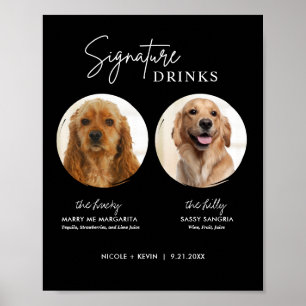 Skriv ut Hund Namnteckning Drinks Bröllop Pub-teck Poster