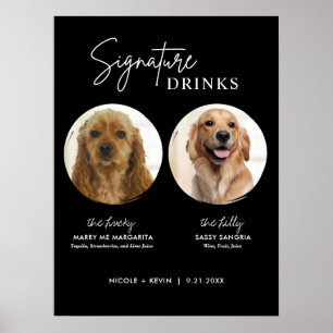 Skriv ut Hund Namnteckning Drinks Bröllop Pub-teck Poster