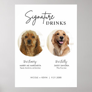 Skriv ut Hund Namnteckning Drinks Bröllop Pub-teck Poster