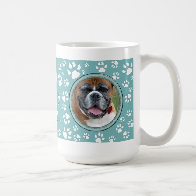 Skriv ut Hund Pet Photo Pet Memorial Teal Kaffemugg (Höger)