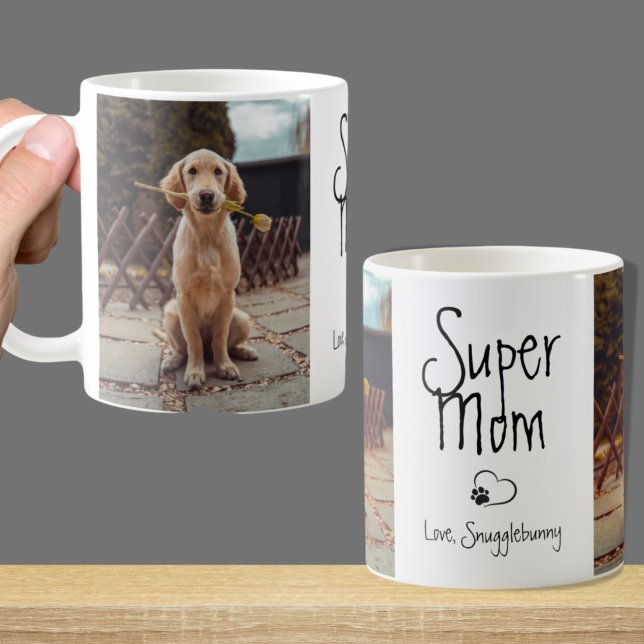 Skriv ut hund Photo Toppen Heart Paw Kaffemugg (Skapare uppladdad)