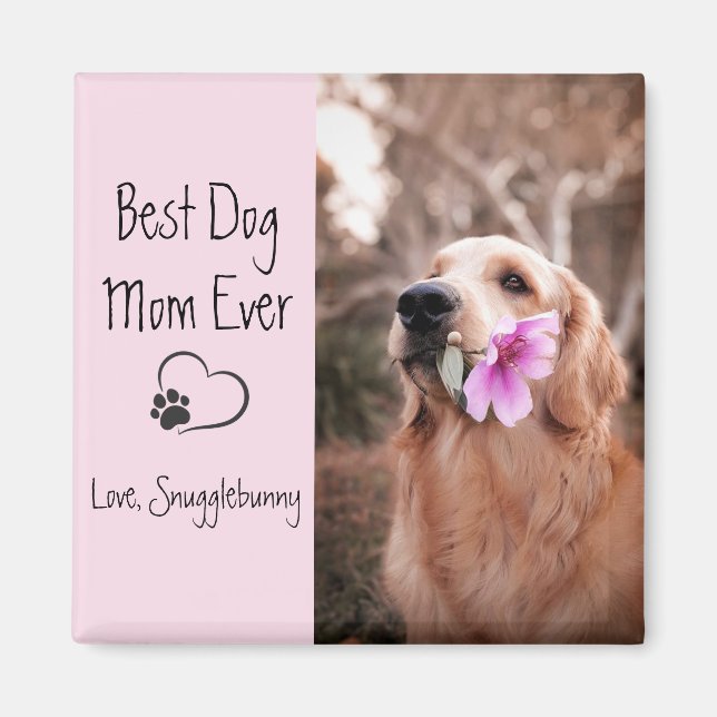 Skriv ut hund Photo Toppen Heart Paw Magnet (Framsidan)