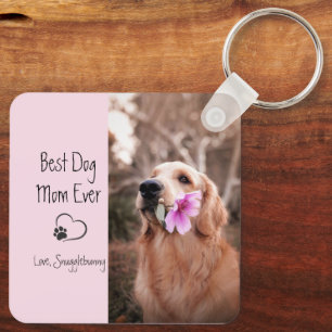Skriv ut hund Photo Toppen Heart Paw Nyckelring