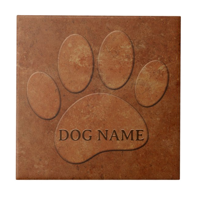 Skriv ut hund Tass Faux Terracotta Kakelplatta (Framsidan)