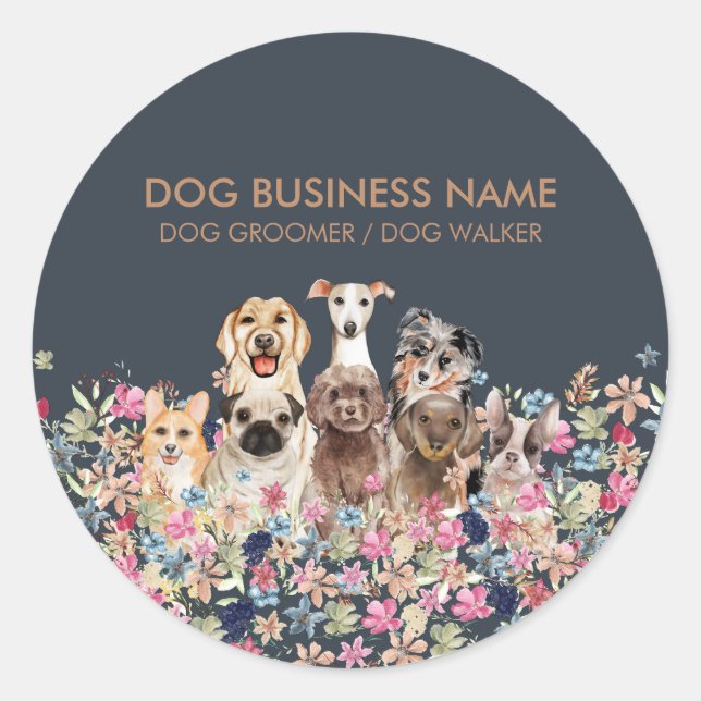 Skriv ut hundarnas blomma runt klistermärke (Framsida)