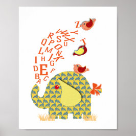 Skriv ut i Cute Alphabet Elephant Baby Nursery Poster
