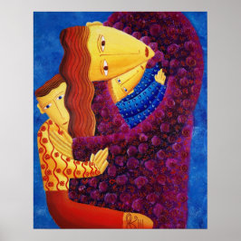 Skriv ut i mor och sons Acrylic Painting Family Ar Poster