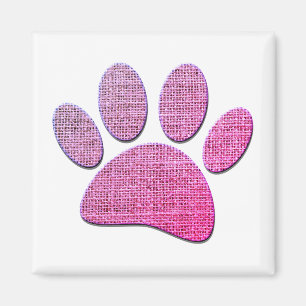Skriv ut i Rosa med Hund Tass Burlap Magnet
