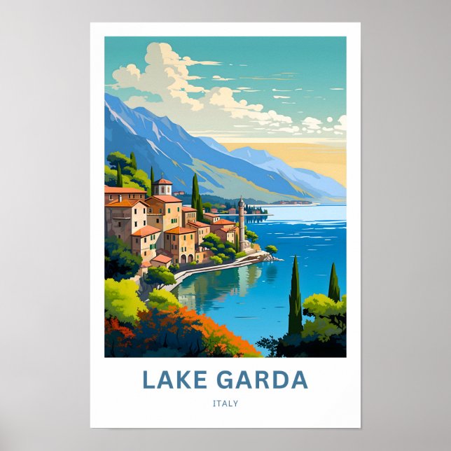 Skriv ut Italien för Sjö Garda Poster (Framsidan)
