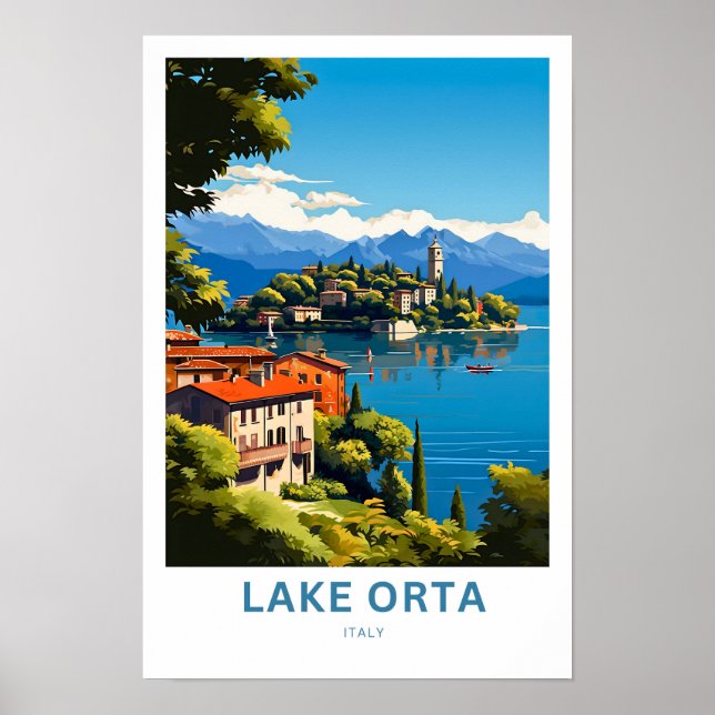 Skriv ut Italien för Sjö Orta Poster (Framsidan)