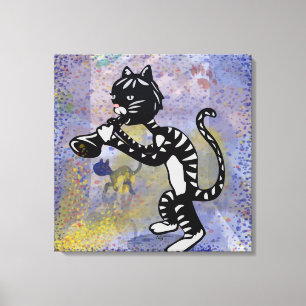 Skriv ut Jazz Kattunge Wrapped Canvas