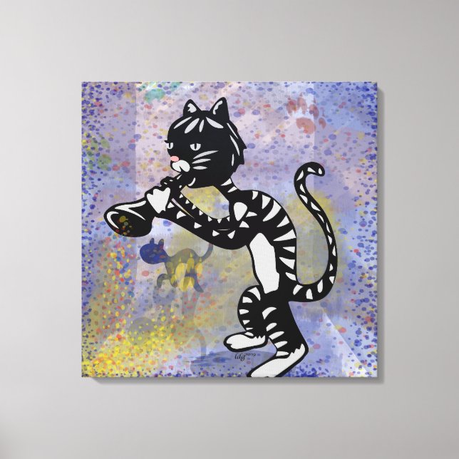 Skriv ut Jazz Kattunge Wrapped Canvas (Framsida)
