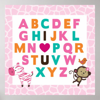 Skriv ut Jungle Jilly Alphabet Wall Poster