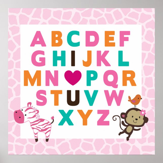 Skriv ut Jungle Jilly Alphabet Wall Poster (Framsidan)