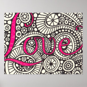 Skriv ut kärlek Doodle Art Poster