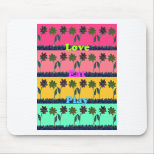 Skriv ut kärlek Eat Play Art Musmatta