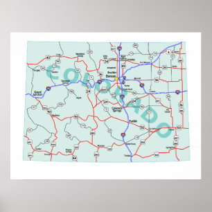 Skriv ut Karta i Colorado Interstate Poster