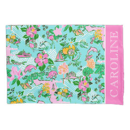 Skriv ut Karta Preppy Handflatan Beach Mönster