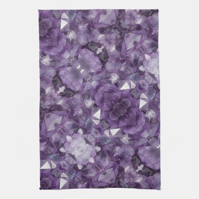 Skriv ut "Kitchen Towel Amethyst Crystal Allover" Kökshandduk (Vertikal)