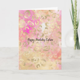 Skriv ut kortet Girly Rosa Peach Glam Guld Leopard Kort