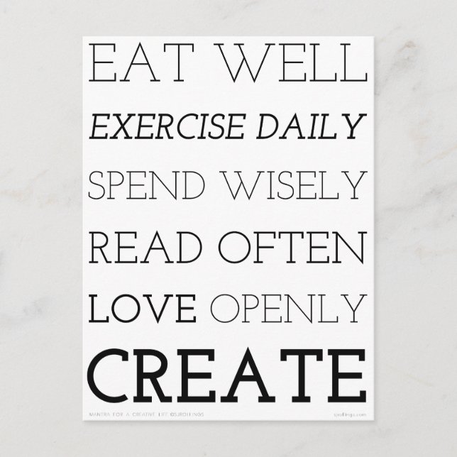 Skriv ut kreativ Mantra Vykort (Framsida)