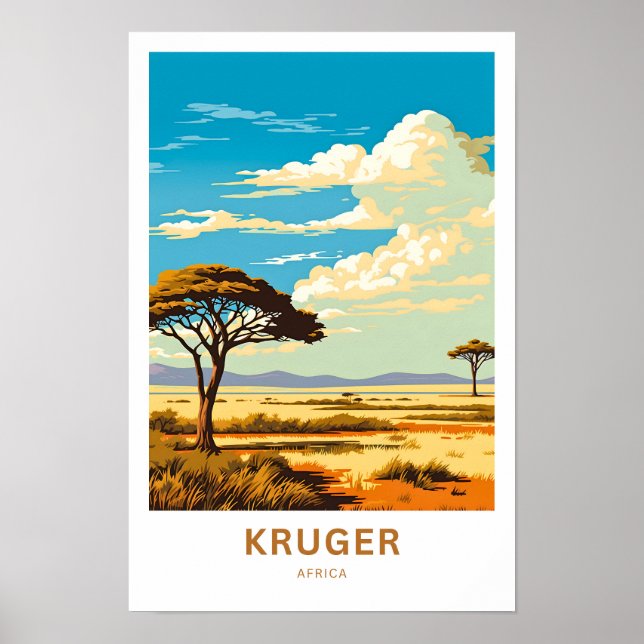 Skriv ut Kruger Afrika Travel Poster (Framsidan)