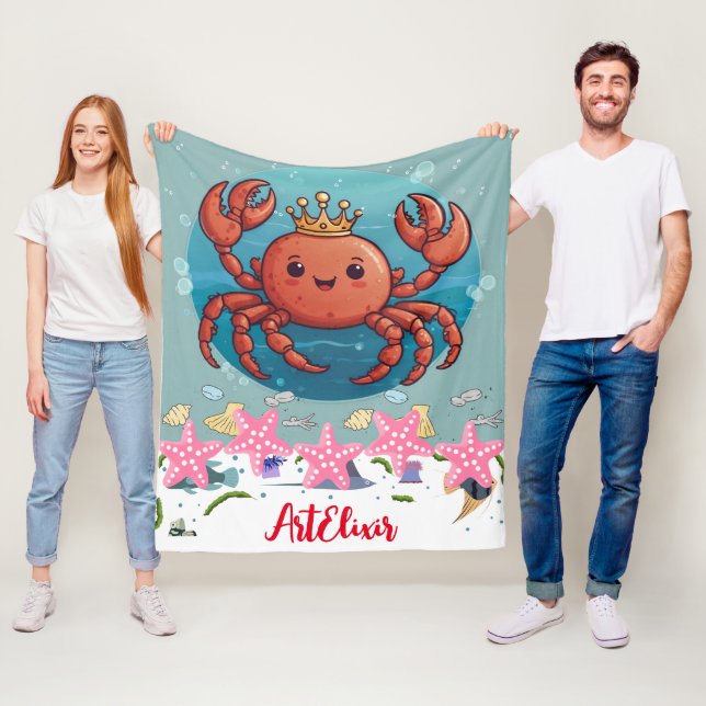 Skriv ut kung Crab Princess Fleecefilt (På plats)