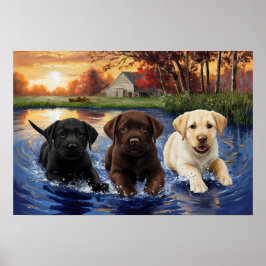 Skriv ut Labrador Retriever-valpar Poster