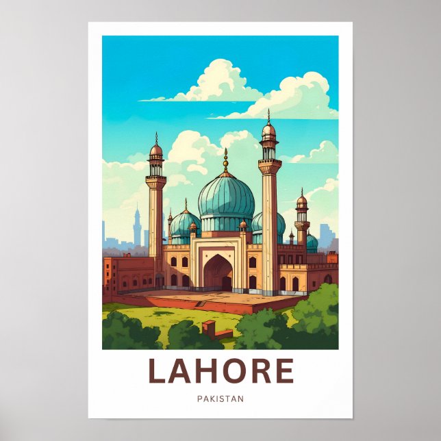 Skriv ut Lahore Pakistan Travel Poster (Framsidan)