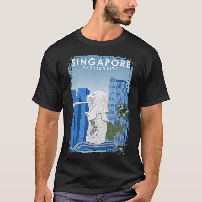 Skriv ut Lejon City Travel Poster Art T Shirt (Framsida)