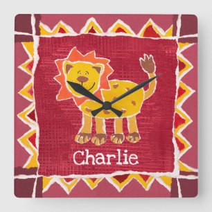 Skriv ut Lejon kollage för personlig Fyrkantig Klocka