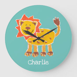 Skriv ut Lejon kollage för personlig Stor Klocka