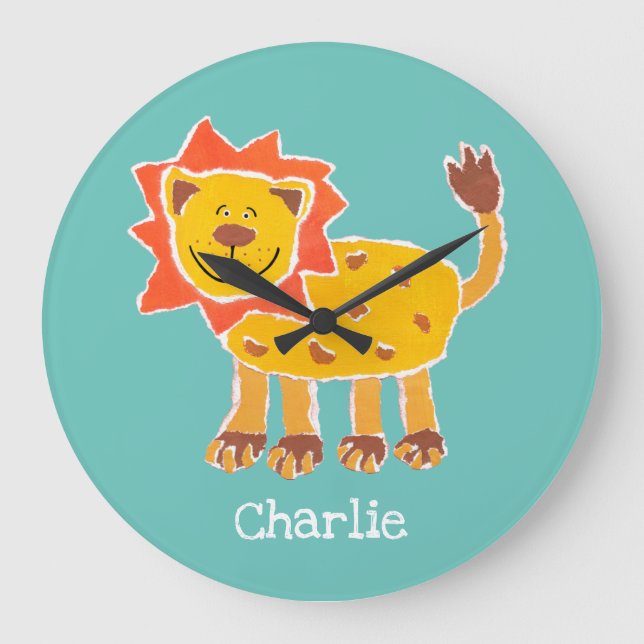 Skriv ut Lejon kollage för personlig Stor Klocka (Framsida)