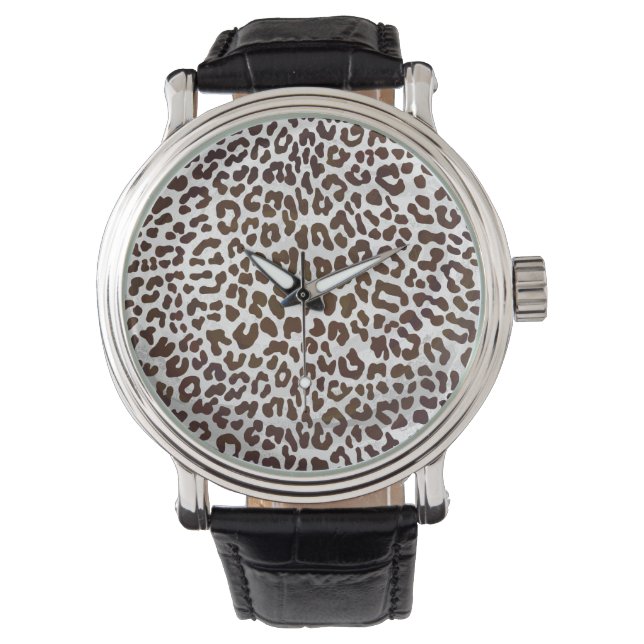 Skriv ut leopard Chocolate Armbandsur (Framsida)