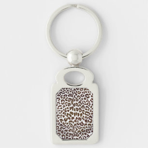 Skriv ut leopard Chocolate Rektangulärt Silverfärgad Nyckelring