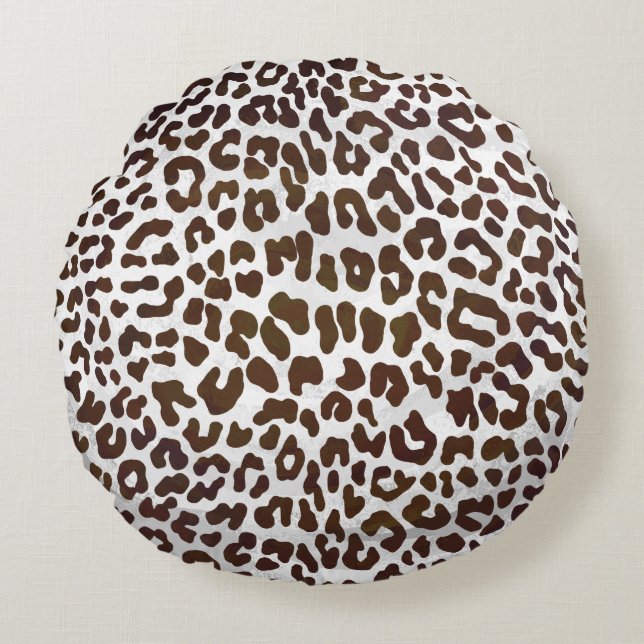 Skriv ut leopard Chocolate Rund Kudde (Framsidan)