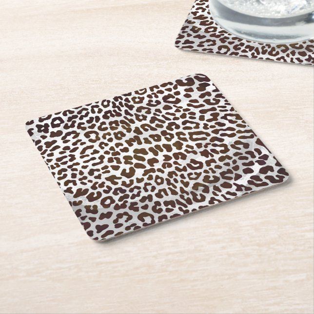 Skriv ut leopard Chocolate Underlägg Papper Kvadrat (Vinklad)