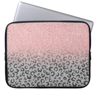 Skriv ut leopard för elegant Ro Guld Silver Glitte Laptop Fodral